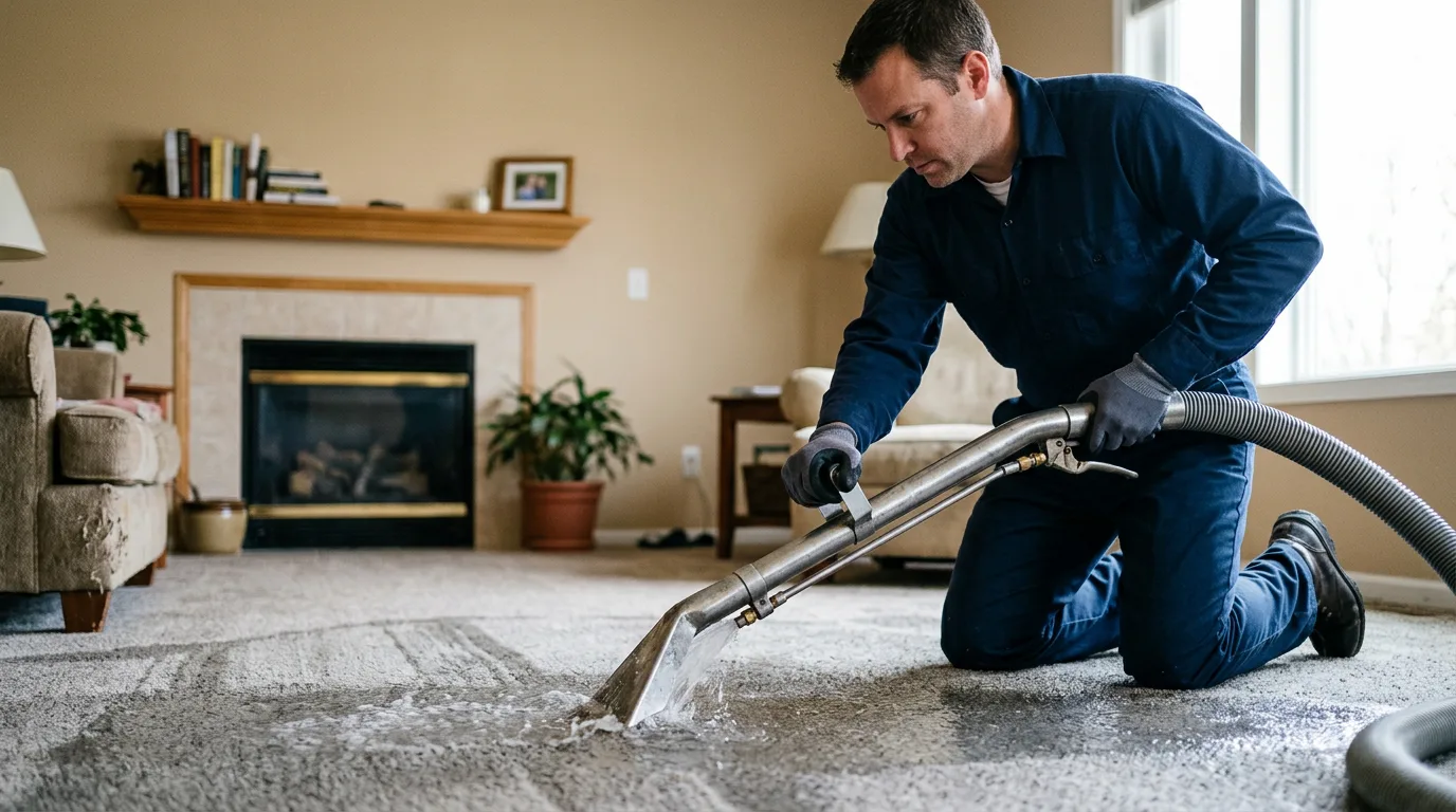 Water damage restoration technician working near Burton, MI